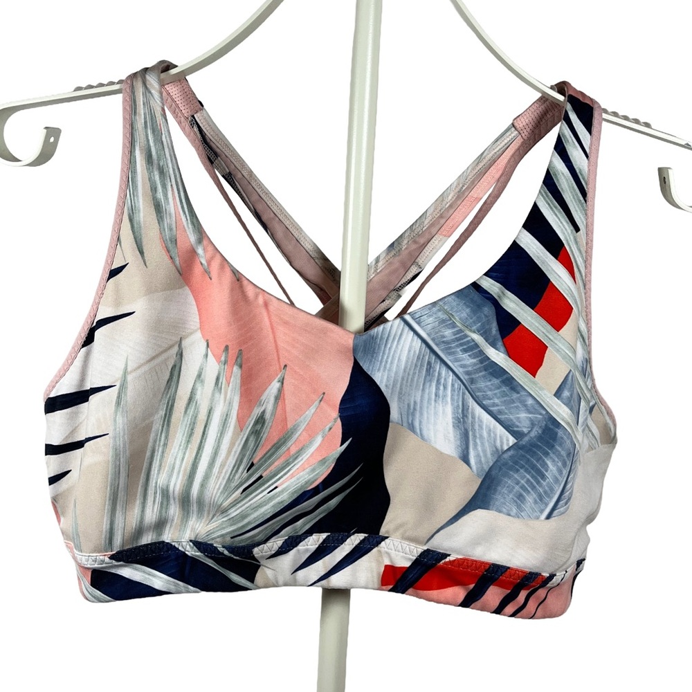 Athleta Floral Rainforest Transcendence Sports Bra, size large